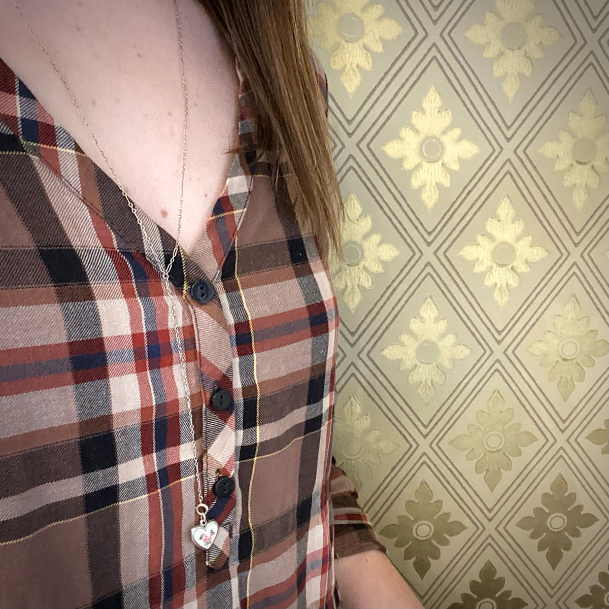 Millie's Enameled Rose Heart Charm