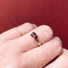 Red Spinel and Baguette Diamond Engagement Ring