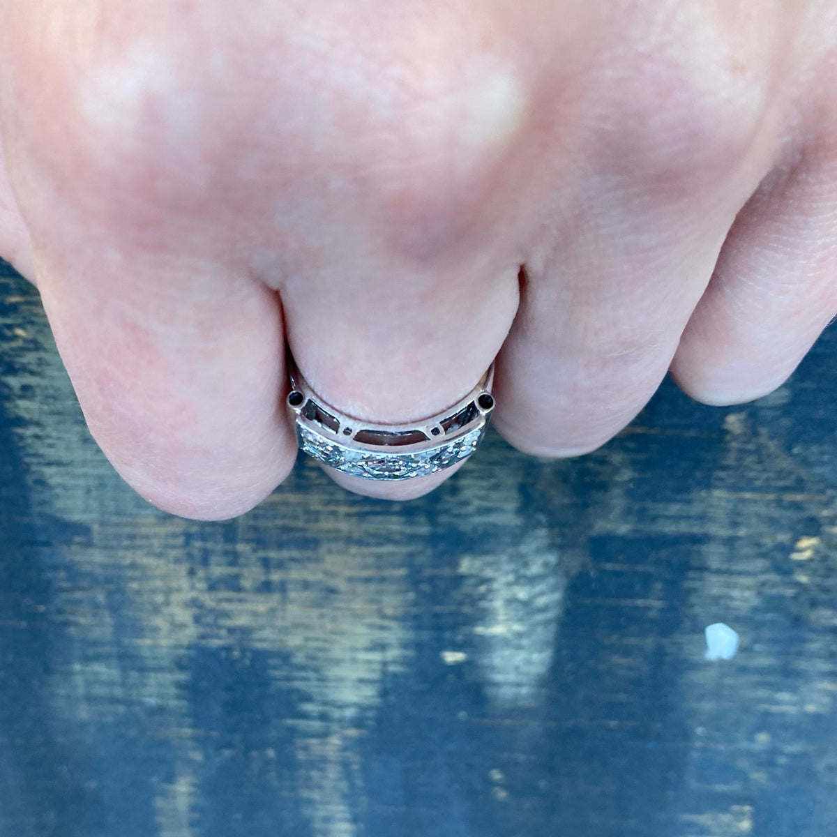 Deco Rose & Old Mine Cut Diamond Panel Ring