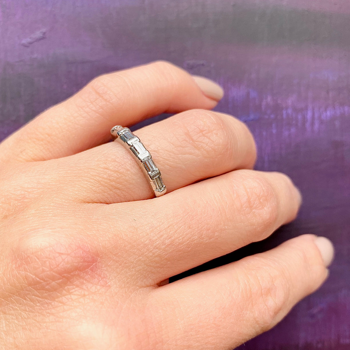 Cool Elegance Baguette Diamond & Platinum Band