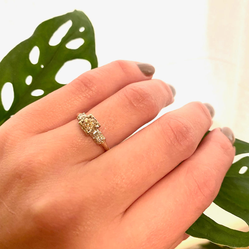 Sparkling Champagne Old Euro Diamond Ring