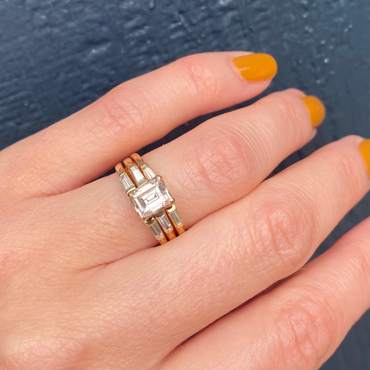 Emerald Cut Diamond Wedding Set
