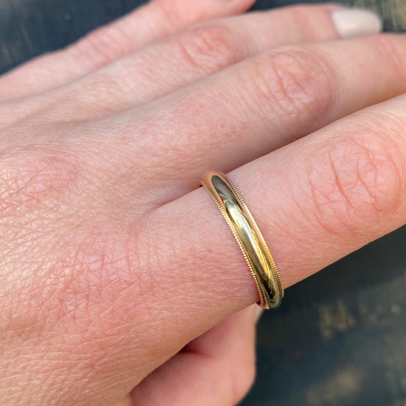 Vintage Men's Milgrain Edged Gold Wedding Band