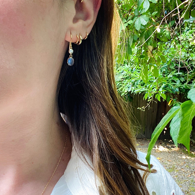LUNA Moonstone and Diamond Ear Drops