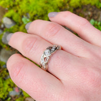 Swirling Diamond Retro Band in Two Tone Gold