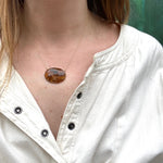 Antique Desert Toned Agate Necklace in 18k Gold