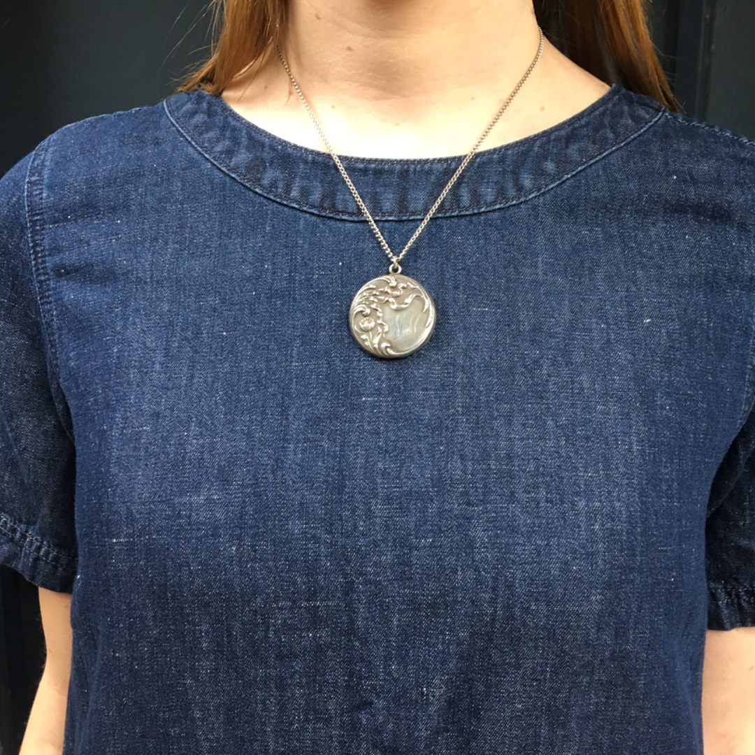 Sterling Art Nouveau Locket with Poppy