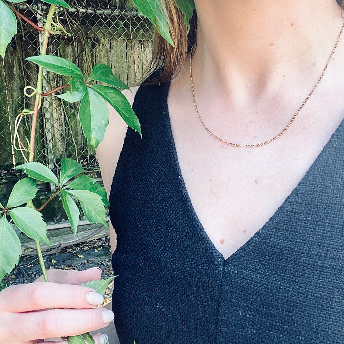 The Sweetest Tiny Twisted Gold Figaro Chain