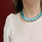 Turquoise Inlay Leaves Necklace, Bracelet & Earrings