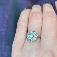 Floral Diamond Halo Ring in White Gold