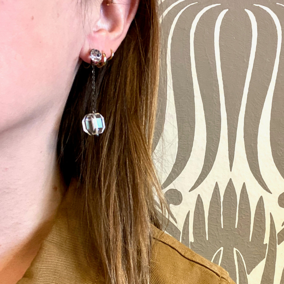 Faceted Crystal Deco Dangle Earrings