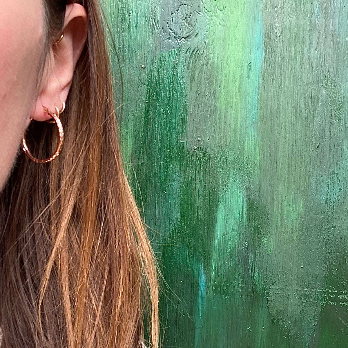 Textured Rose Gold Hoops