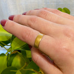 Wide Flat Victorian 18k Gold Wedding Band
