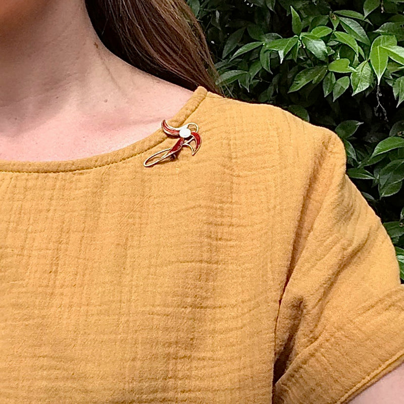 Abstract Guilloché Enamel Brooch by Holmsen