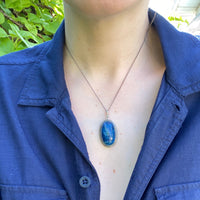 Austrian Lapis & Marcasite Pendant in Sterling Silver