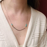 Summery Silver, Turquoise & Brass Bead Necklace by Brin