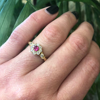 Antique 18k Gold Ruby and OMC Diamond Ring