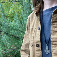 Sterling Silver Coptic Cross Satin Cord Necklace