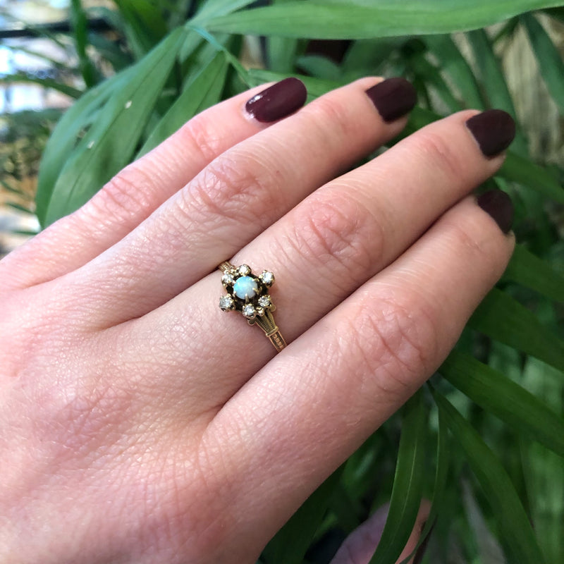 Antique Opal and OMC Diamond Ring