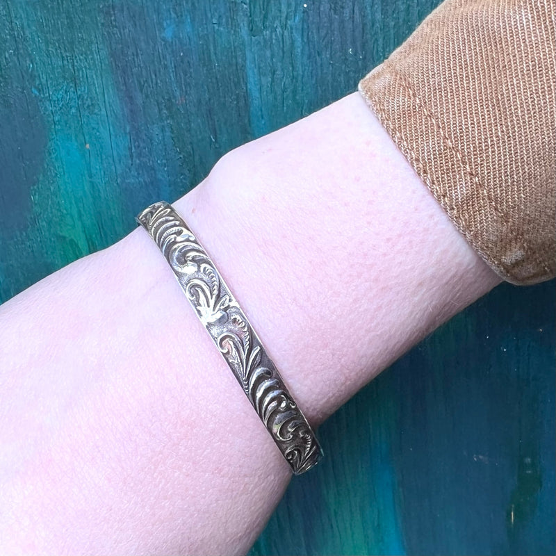 Substantial Neoclassical Sterling Silver Bangle