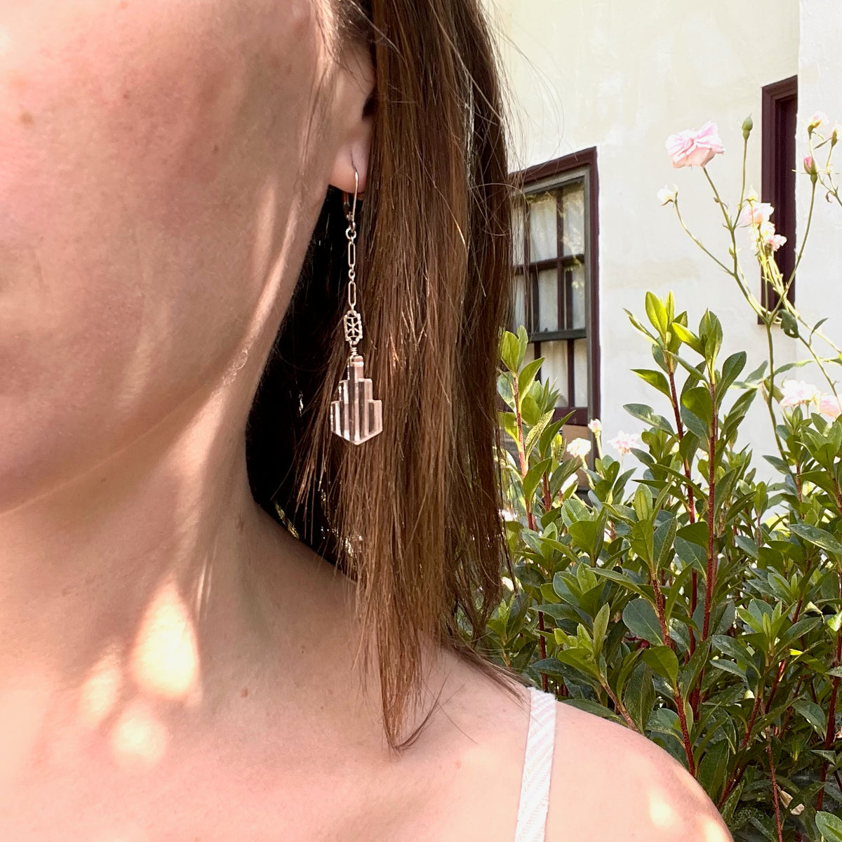 Art Deco Pressed Glass Earrings by brunet