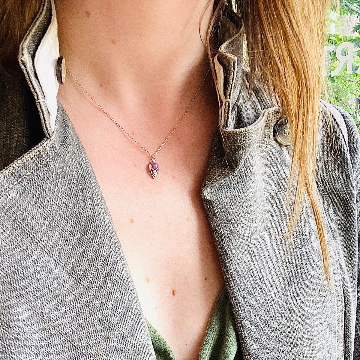 Mid Century Star Ruby & Diamond Pendant