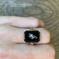 Onyx Gold & Diamond Art Deco Glamour Ring