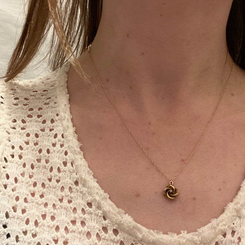 Antique Gold Love Knot Diamond Pendant