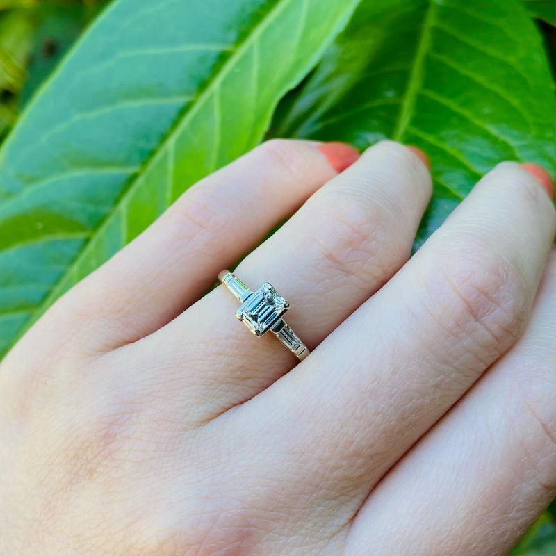 Elegant Emerald Cut Diamond Vintage Engagement Ring