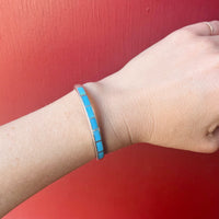 Slim Sterling Cuff with Lucid Blue Turquoise Inlay