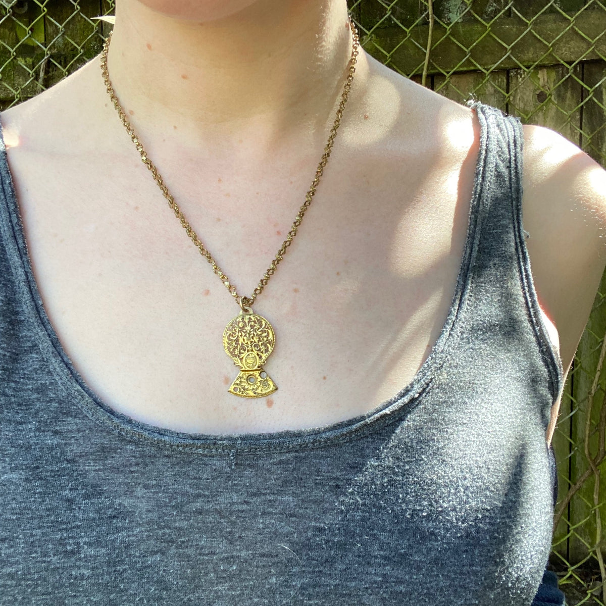 Georgian Watch Cock Necklace with Handmade Flower Chain