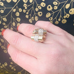 Gorgeous Retro Scrolled Diamond & Gold Ring