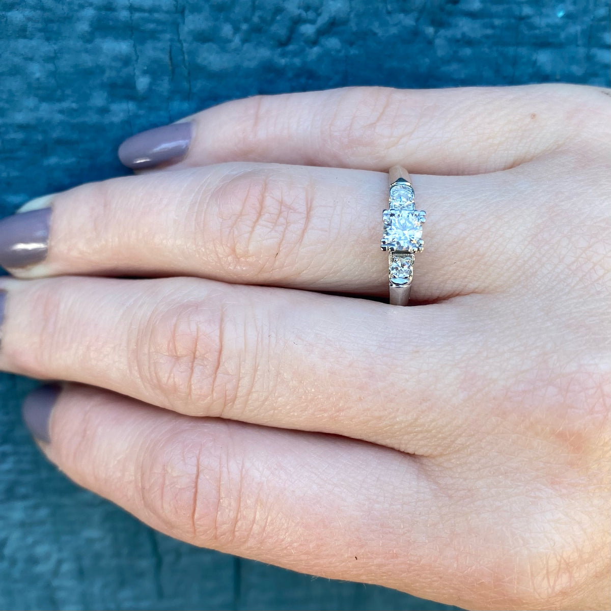 Platinum Engagement Ring with Classic Vintage Details