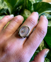 Deco Filigree White Gold Camphor Glass Ring