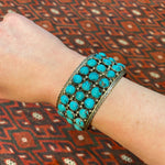 Wide Turquoise Covered Silver Cuff Bracelet