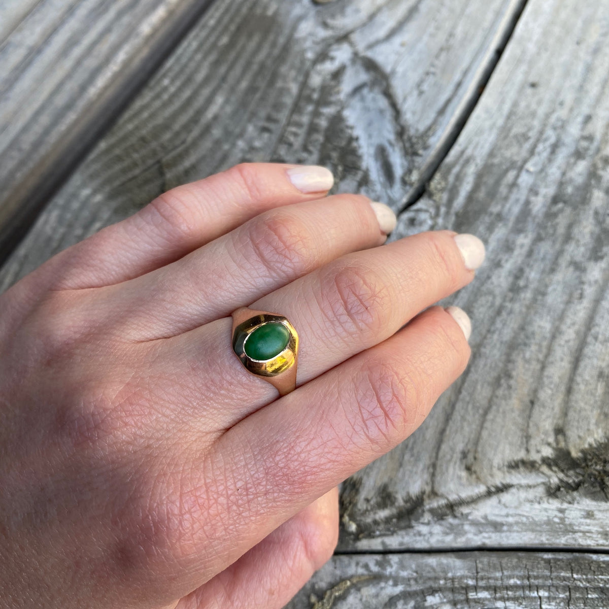 Vintage Jade Gold Gypsy Ring