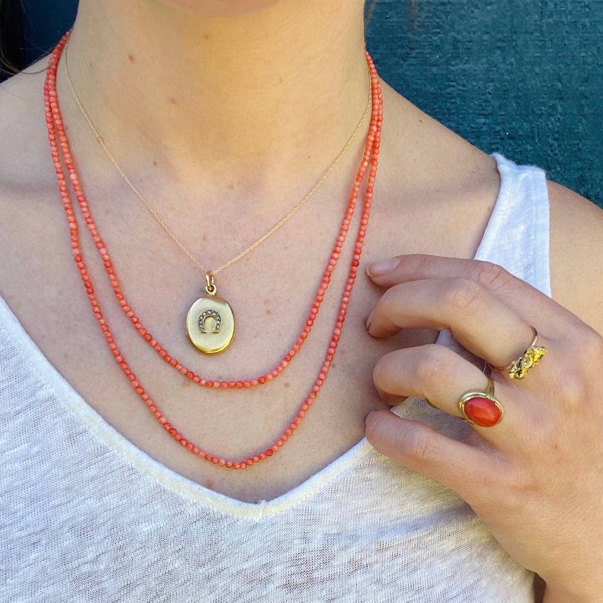 Blushing Peach Bead Long Strand Necklace