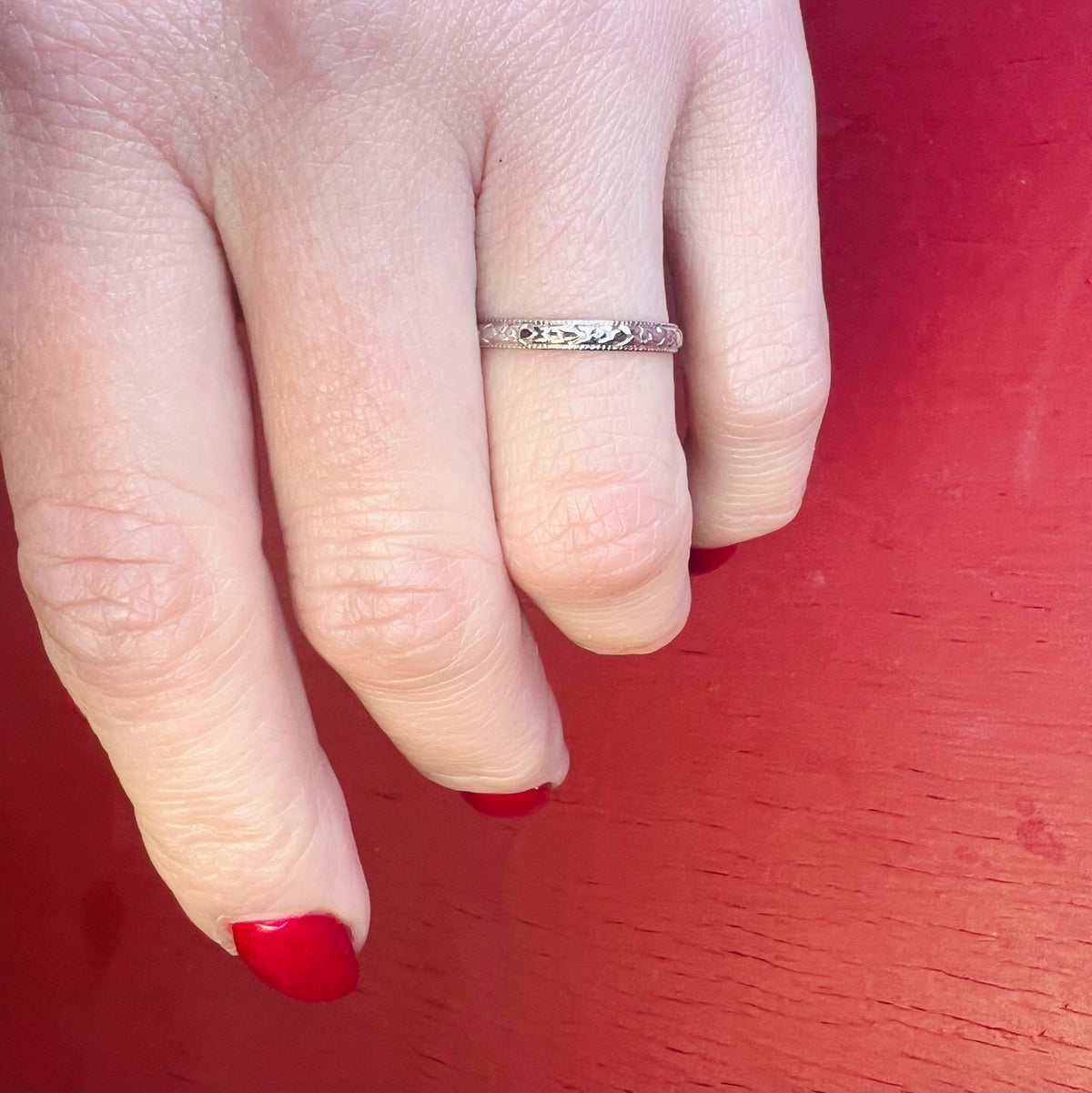 Sweet Blossom 18k White Gold Band from Ostby & Barton