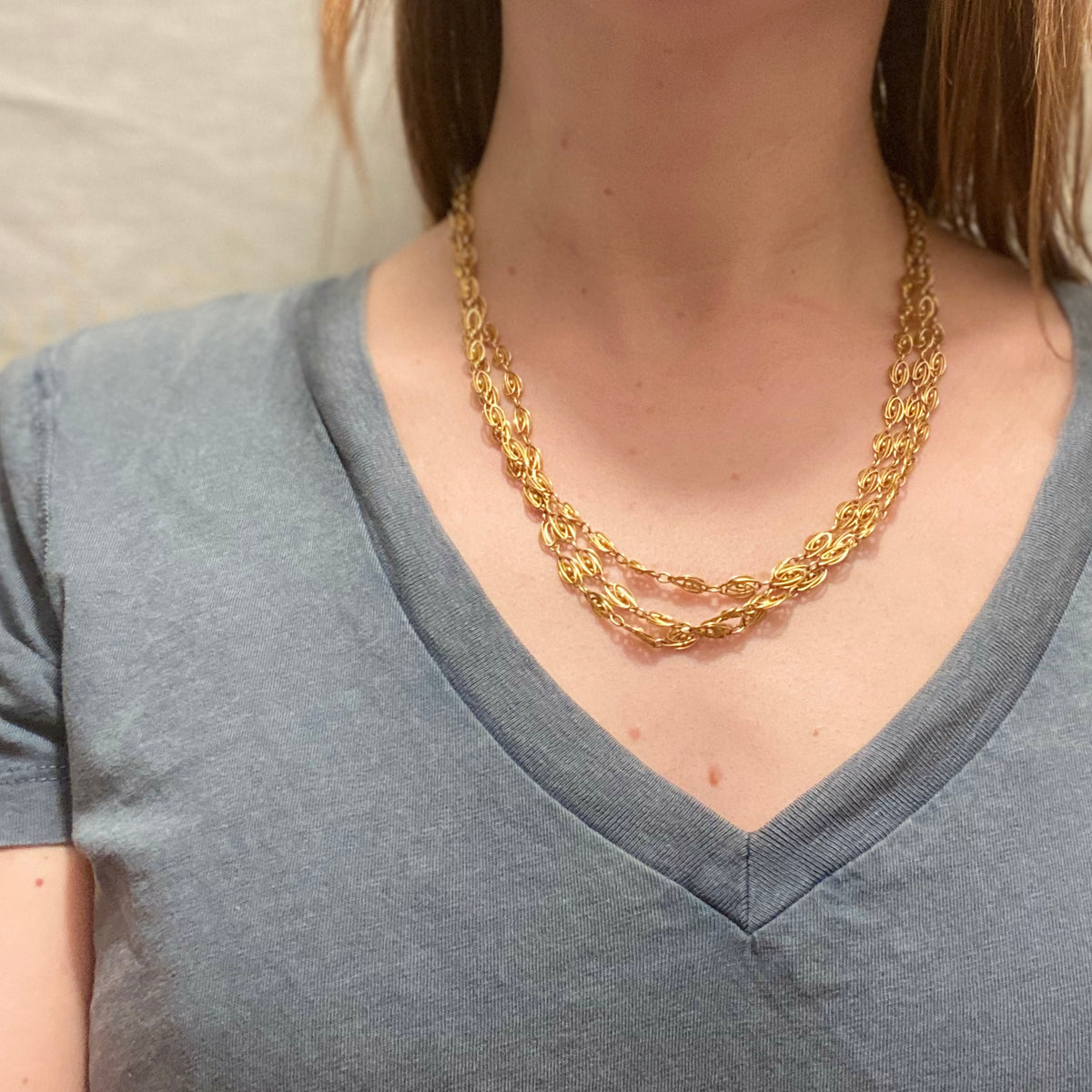 Extra Long Victorian French 18k Gold Chain