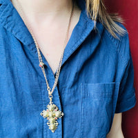 Charming Antique Silver Gilt Cross with Pearls