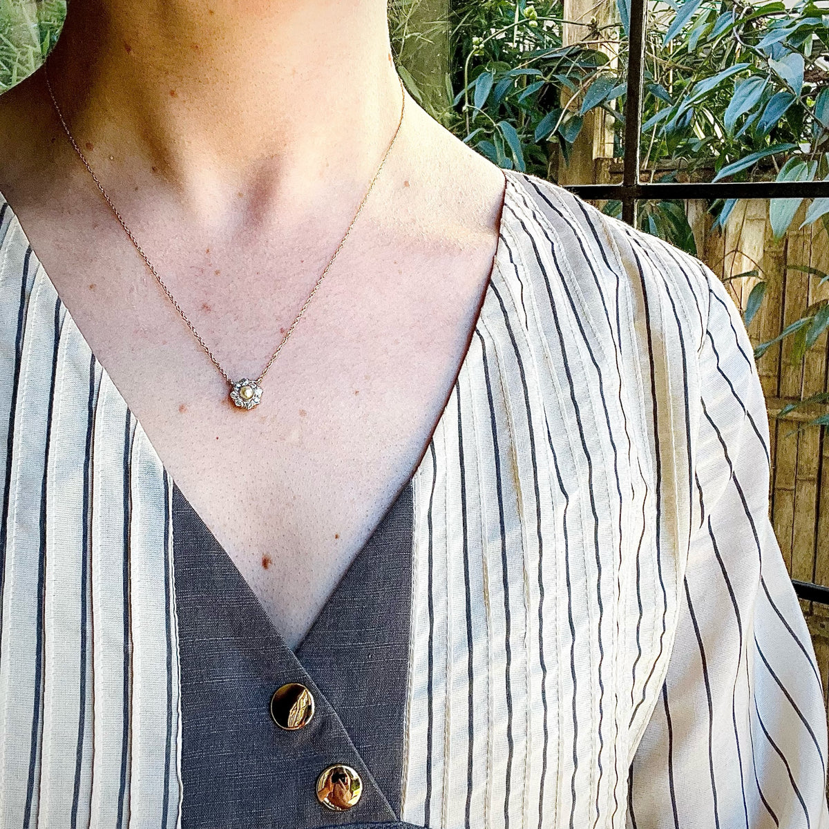 Classic Pearl & Diamond Halo Pendant