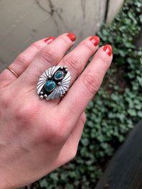 Dramatic Sterling Silver and Turquoise Ring