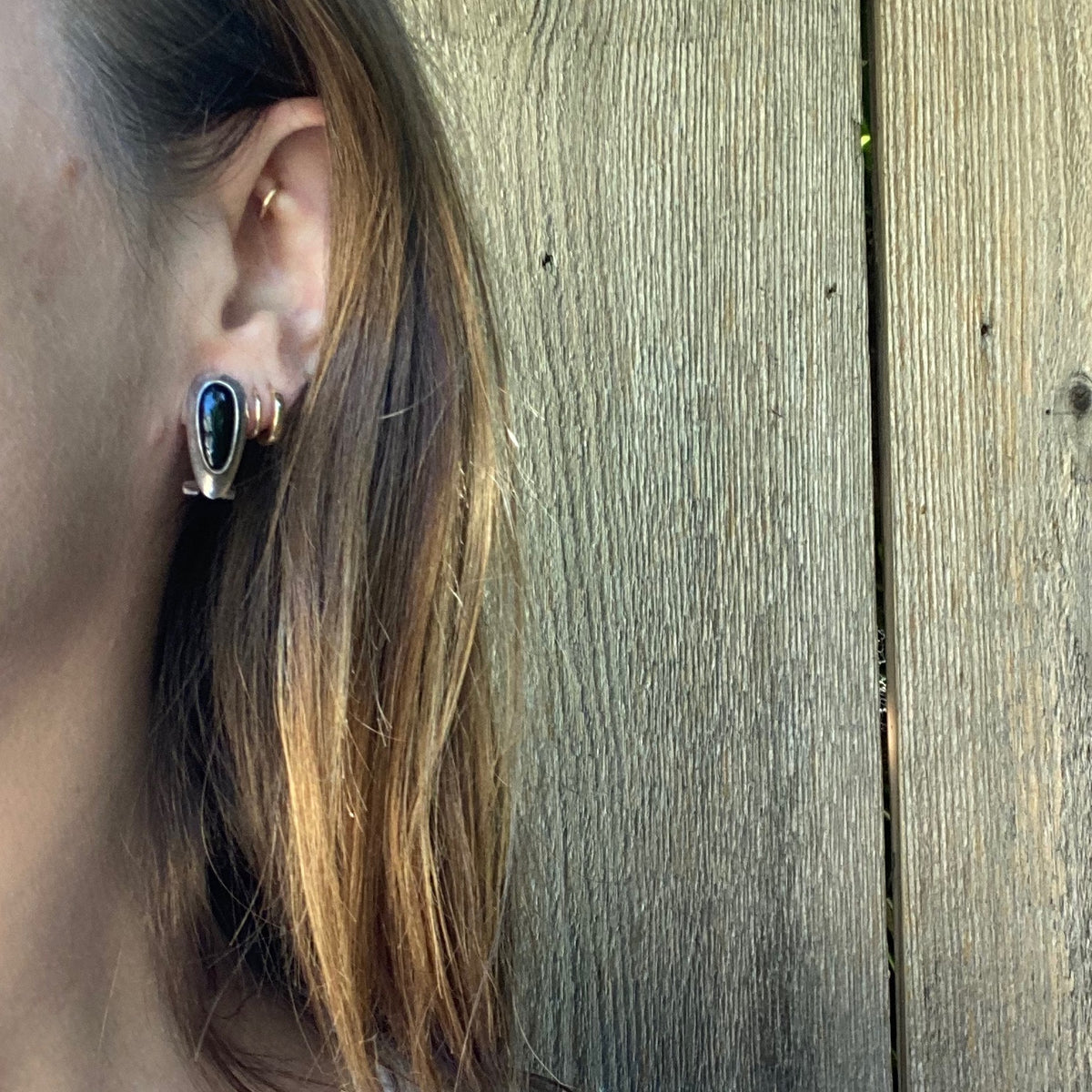 Onyx in Sterling Silver Hinged Earrings