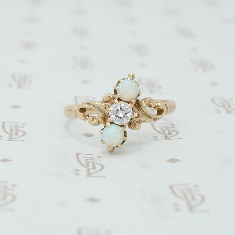 oec diamond and opal ring 