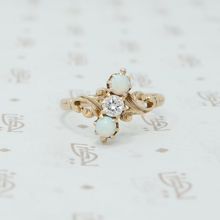 oec diamond and opal ring 