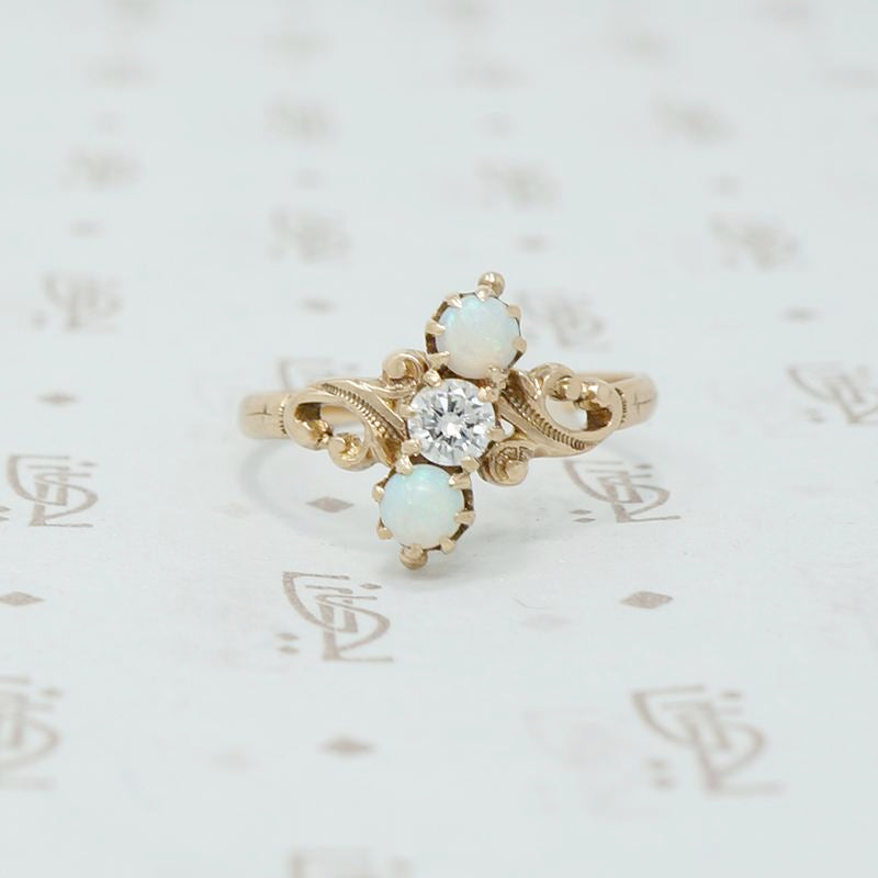 oec diamond and opal ring 