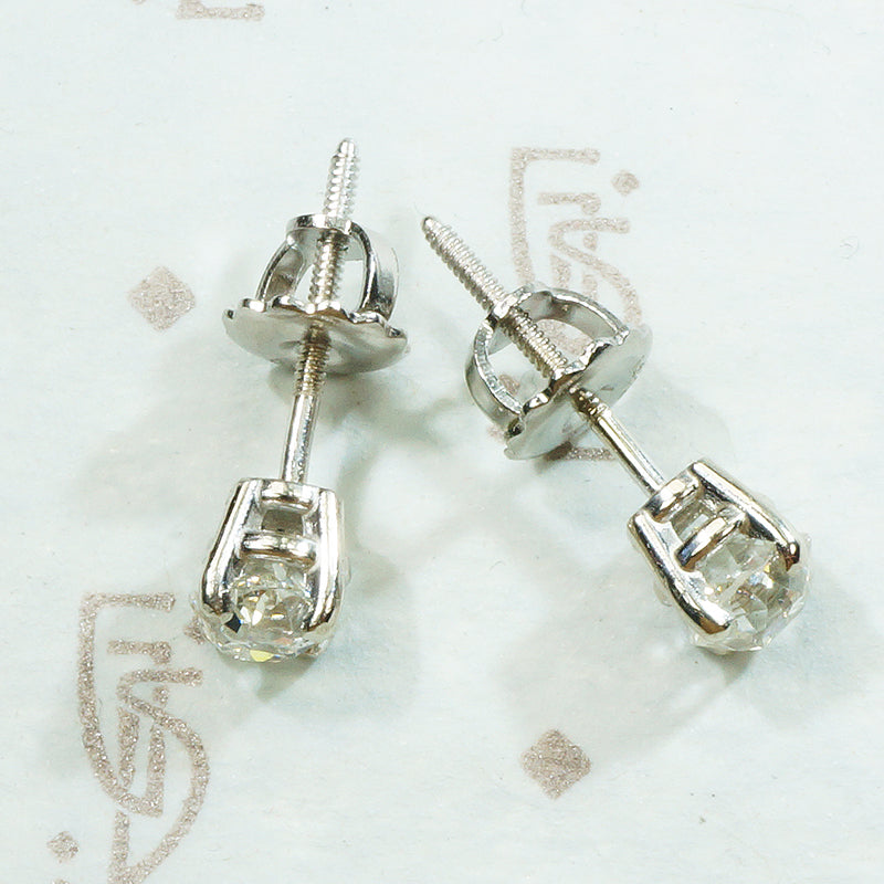 Cushion Old Mine Cut Diamond Studs