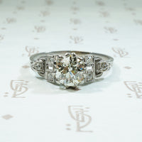 1.25carat old european cut diamond in platinum engagement ringcirca 1930