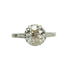 Light Brown Old Euro Diamond Platinum Edwardian Engagement Ring - Gem Set Love