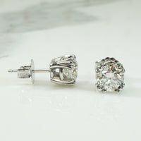 Brilliant Vintage Diamond Platinum Studs 1.49tcw